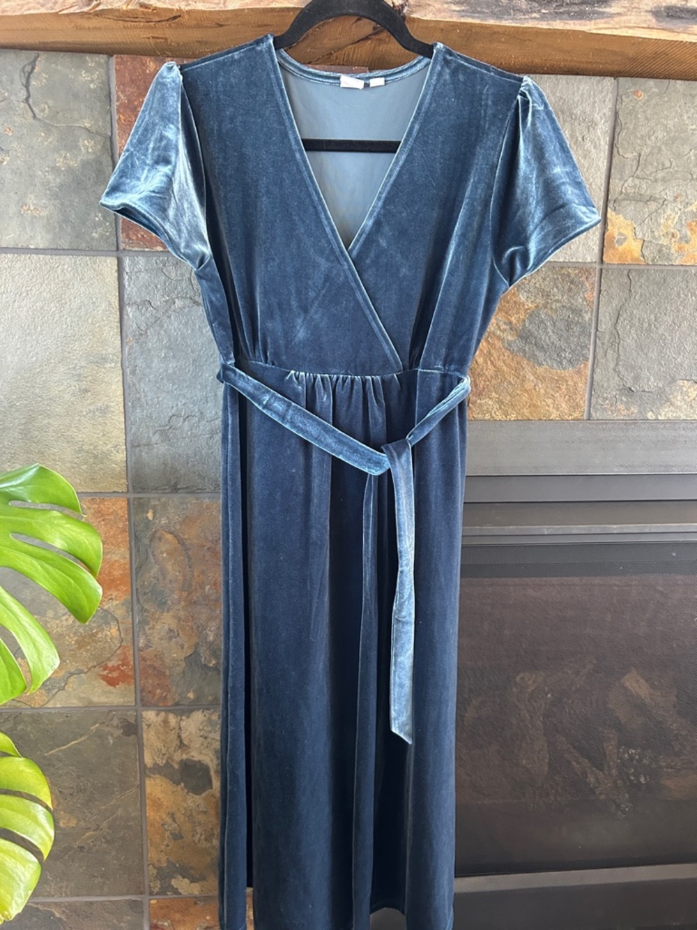 GAP Velvet Wrap Maxi Dress - Blue Maternity